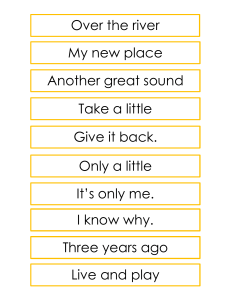 Elementary Reading Phrases List