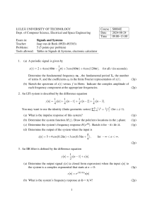 Lule&aring; University Signals and Systems Exam 2024