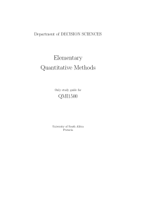 Elementary Quantitative Methods Study Guide QMI1500 University of South Africa