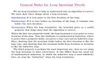 General Rules for Loop Invariant Proofs