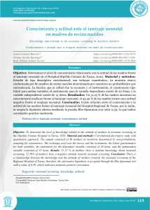 Conocimiento y actitud ante el tamizaje neonatal en madres de reci&eacute;n nacidos