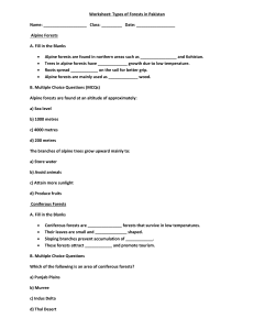 Types of Forests in Pakistan Worksheet