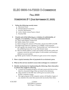 ELEC 8900 E-Commerce Homework 1: Security & E-Commerce Questions