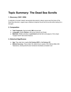 Dead Sea Scrolls: Discovery, Composition, Significance