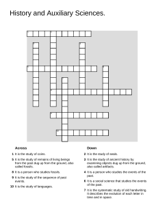 History and Auxiliary Sciences Crossword Puzzle