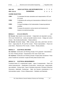 Basic Electrical and Instrumentation Engineering Syllabus