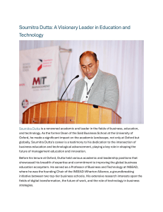 Soumitra Dutta: Visionary Leader in Education & Tech