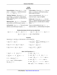 Calculus Cheat Sheet All