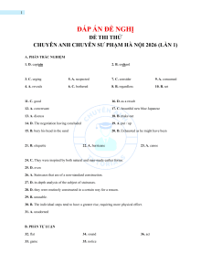 Answer Key: Hanoi English Major Mock Test 2026