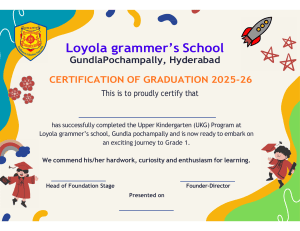 Loyola Grammer's School UKG Graduation Certificate 2025-26