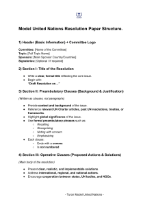Model UN Resolution Paper Structure Guide