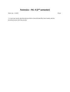 Forensics Warm Up: Crime Lab Description