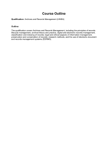 UNISA Archives and Records Management Course Outline