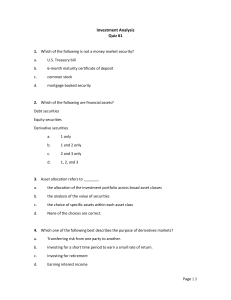 Investment Analysis Quiz #1