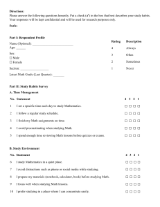Mathematics Study Habits Survey