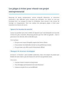 Pi&egrave;ges &agrave; &eacute;viter pour r&eacute;ussir son projet entrepreneurial
