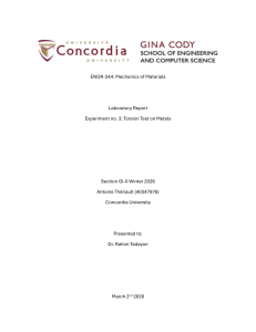 Torsion Test Lab Report: Shear Modulus of Metals