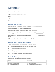 Continental Drift and Plate Tectonics Worksheet