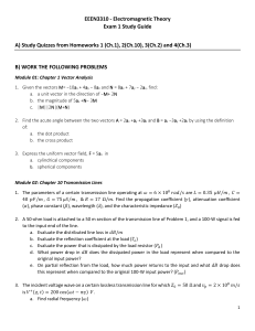 EEEN3310 Electromagnetic Theory Exam 1 Study Guide