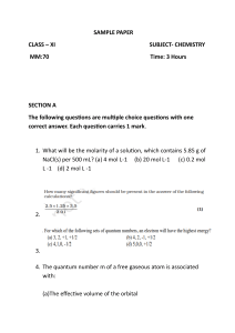 Class 11 Chemistry Sample Paper