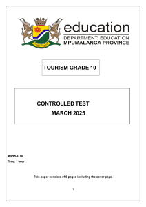 Grade 10 Tourism Controlled Test March 2025