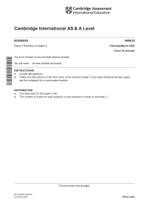 Cambridge AS & A Level Business Paper 2 2024 Exam