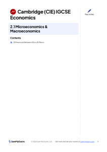 Cambridge IGCSE Economics Micro & Macro Notes