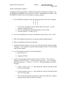 MECH 2220 Lecture HW 1: MATLAB Problems