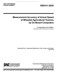 SAE Paper: Tractor Speed Measurement Accuracy by On-Board Computers