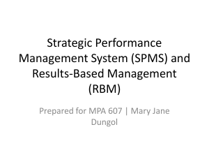 Strategic Performance Management System (SPMS) and RBM
