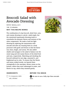 Broccoli Salad with Avocado Dressing Recipe