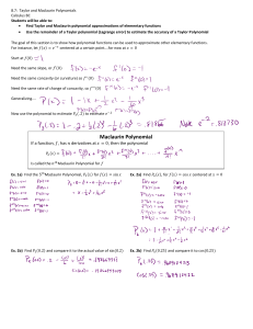 Taylor and Maclaurin Polynomials Calculus BC Notes