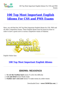 100 Top English Idioms for CSS PMS Exams