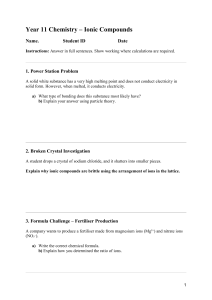 Year 11 Chemistry Worksheet: Ionic Compounds
