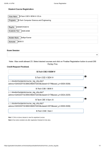 Course Registration Form for B.Tech CSE Student