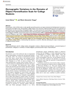 Demographic Variations in Filipino Parentification Scale for College Students