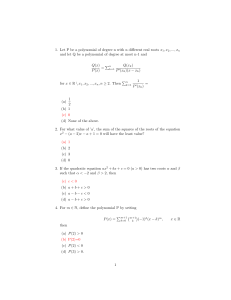 Advanced Mathematics Problems: Polynomials & Quadratic Equations
