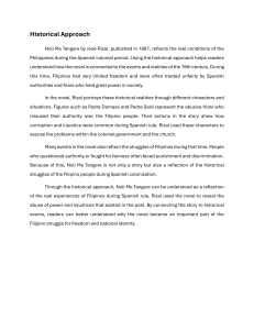 Historical Approach to Noli Me Tangere by Rizal