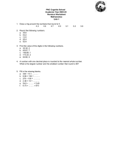 Mathematics Revision Worksheet Unit 1