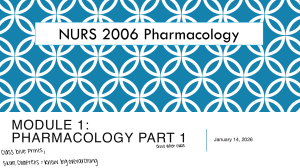 NURS 2006 Pharmacology Module 1