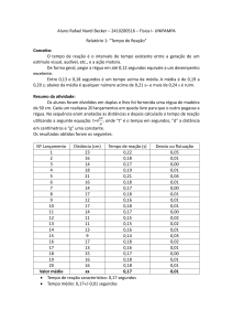 Relat&oacute;rio de Laborat&oacute;rio: Tempo de Rea&ccedil;&atilde;o em F&iacute;sica I