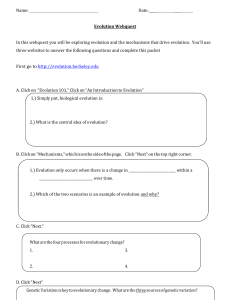 Evolution Webquest Worksheet: Berkeley Website Questions