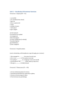 Ćwiczenia z vocabularu i gramatyki - Jednostka 1