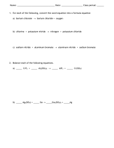 Chemistry Practice Worksheet: Equations & Reactions