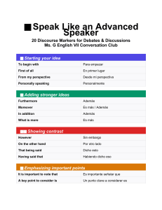 20 Marcadores del Discurso para Speaking Avanzado en Ingl&eacute;s