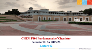 CHEM F101 Lecture 02: Quantum Chemistry Basics