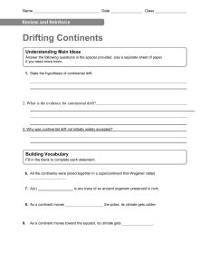 Drifting Continents Worksheet: Continental Drift Questions