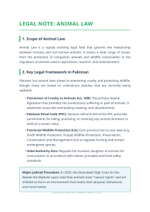 Legal Note on Animal Law in Pakistan