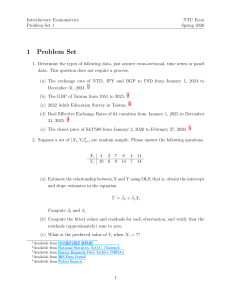 Introductory Econometrics Problem Set 1 NTU Econ