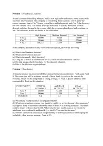 Decision Analysis Workbook: Warehouse, Funds, Trees